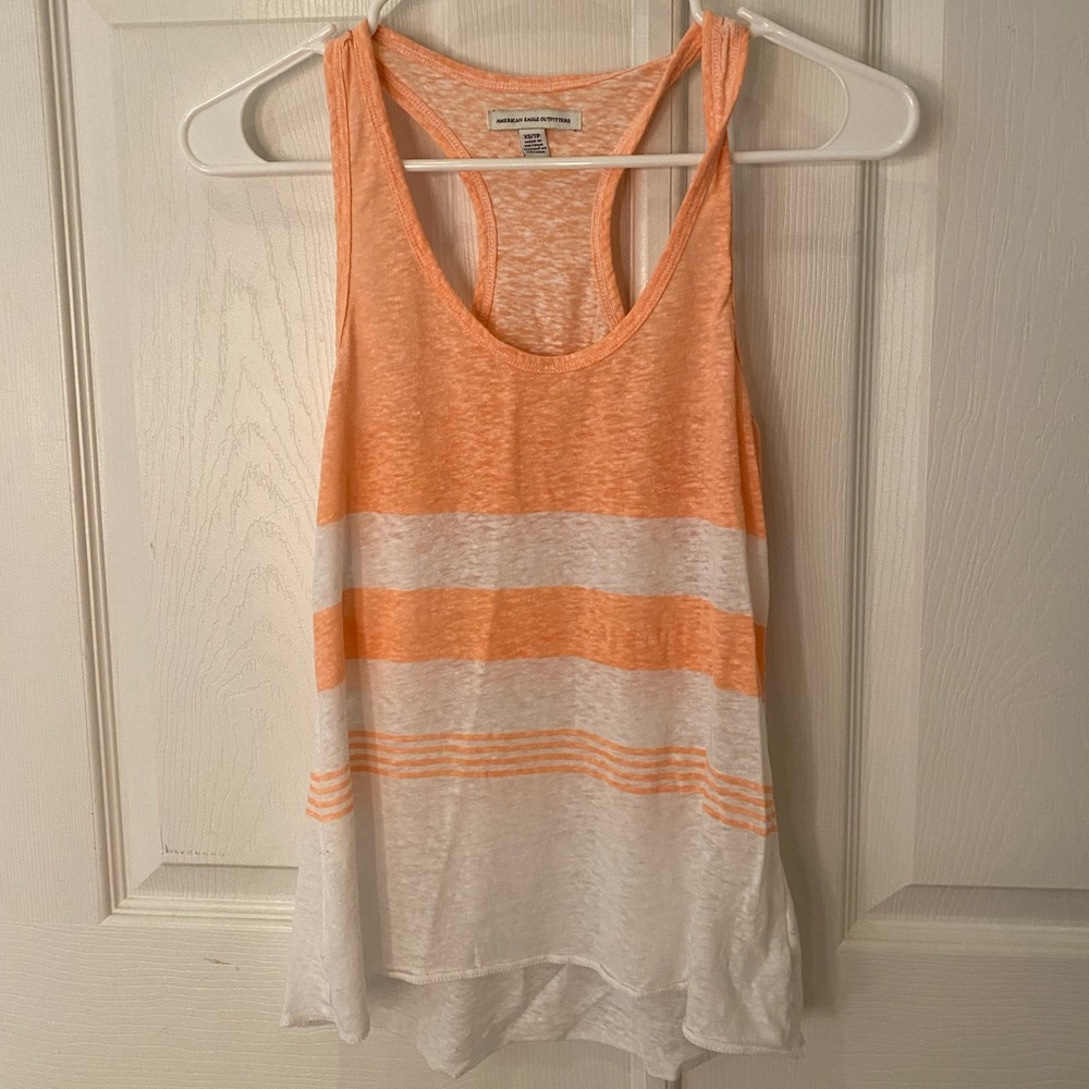 💖American eagle orange and white striped tank top